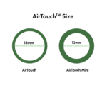 Comparison of AirTouch sizes: 18mm on the left and 15mm on the right, labeled AirTouch and AirTouch Mini.