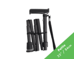 Compact foldable mini tripod with four adjustable legs and a wrist strap, shown in a collapsed state for portable use.