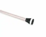 Long rose-gold metal rod with a black textured grip and round black end cap on a white background
