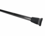 Close-up of a black carbon-fiber telescoping rod with textured grip and end-cap.