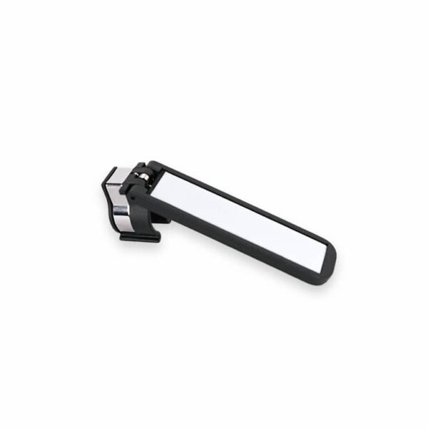 Handheld tool with a long white rectangular pad and a black frame, mounted on a small metal clamp at the base.