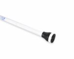 Long white cylindrical rod with a black textured end cap on a white background, photographed at an angle.