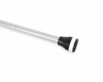Telescoping aluminum pole with a black textured grip and round end cap on a white background.